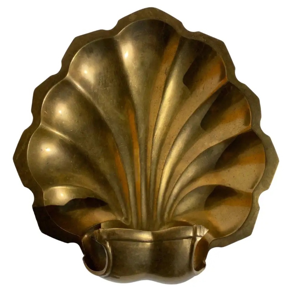 Vintage Heavy Brass Sea Shell Catch All